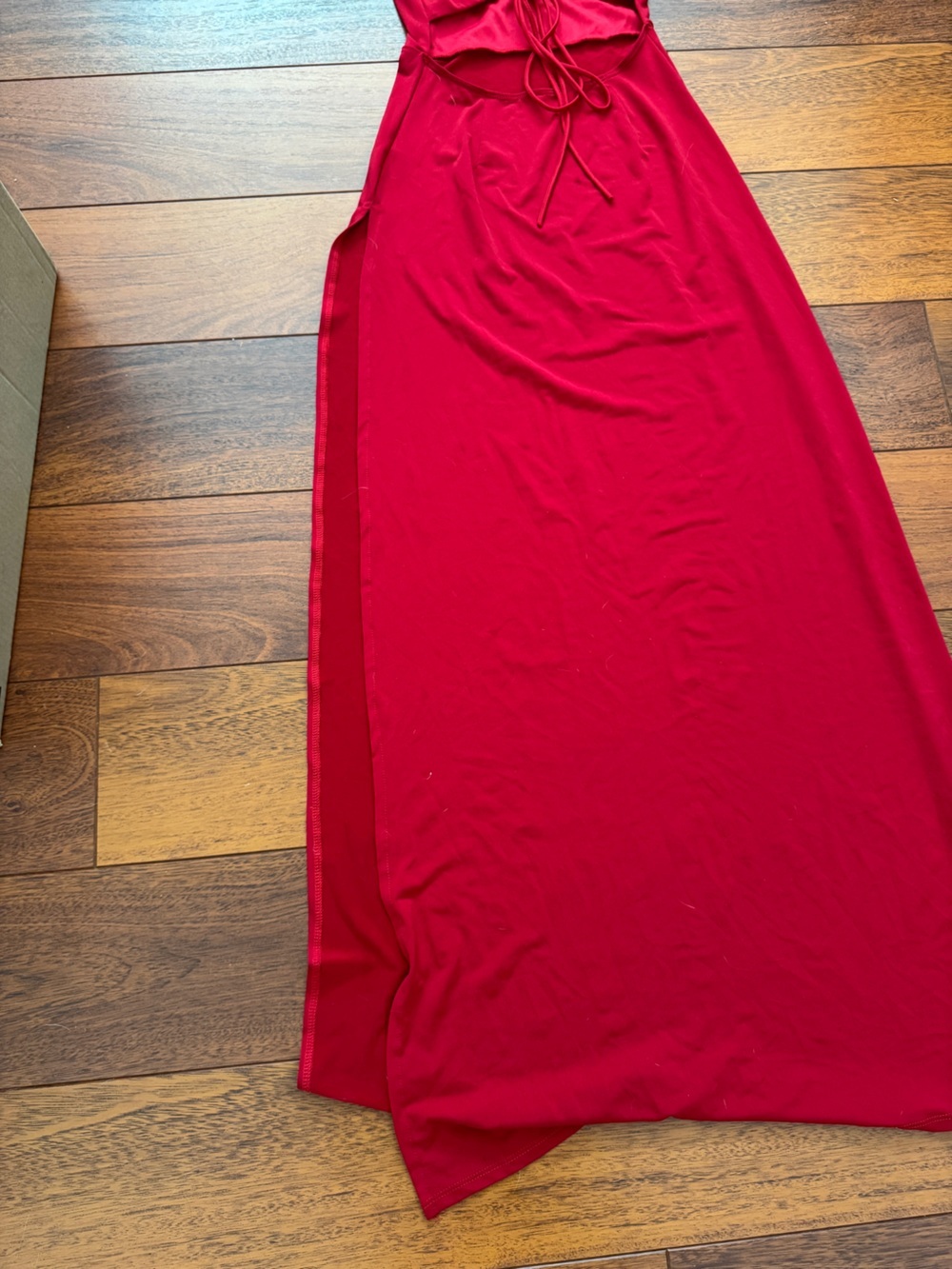 Lucy in the Sky Red Halter Maxi Dress Size Small Open Back High Slit - Picture 3 of 5